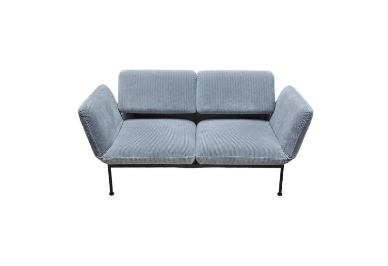 brühl & sippold 2-Sitzer Funktionssofa Roro Small Stoff 4490 Grau Blau Fuß Chrom Glänzend von brühl & sippold