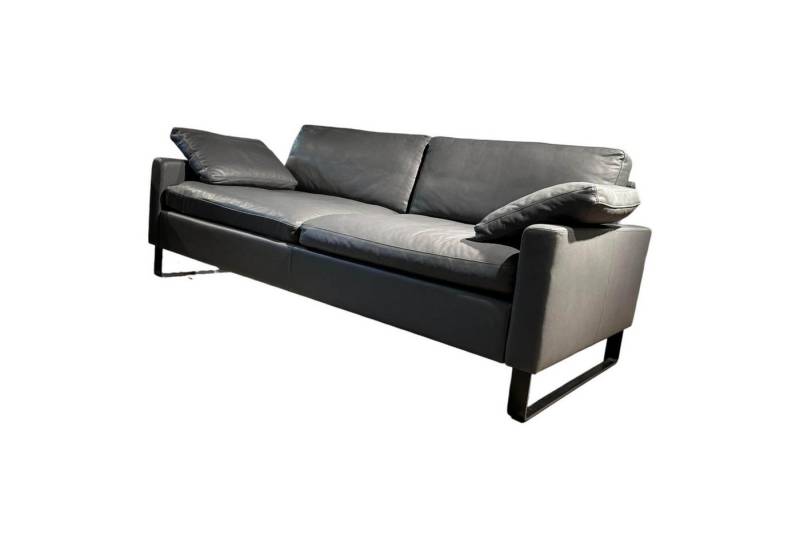 brühl & sippold 3-Sitzer Sofa Alba Leder 5669 95 Grau Metallkufe Schwarz Pulverbeschichtet von brühl & sippold