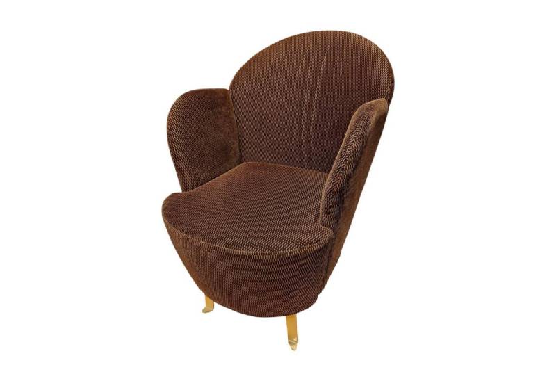 brühl & sippold Cocktailsessel Sessel Floret 1 Stoff 4495 22 Braun Füße Flachstahl Goldfarben von brühl & sippold