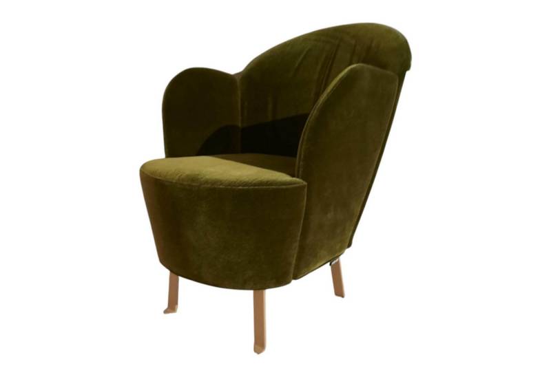 brühl & sippold Cocktailsessel Sessel Floret Stoff 4473 Grün Type 65801 Gestell Goldfarben von brühl & sippold
