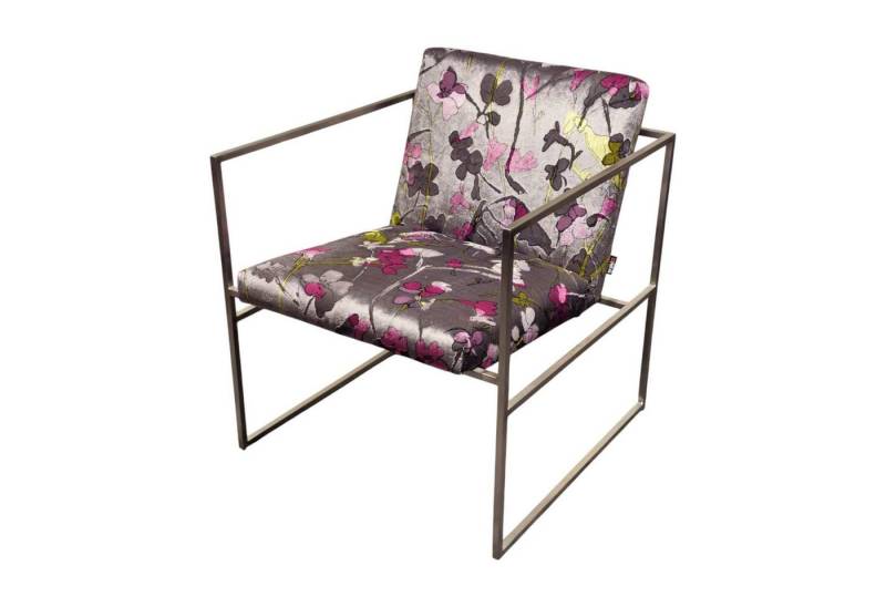 brühl & sippold Cocktailsessel Sessel Grace Soft Stoff 8001 95 Grau Rosa Gelb Gestell Edelstahl Glatt von brühl & sippold