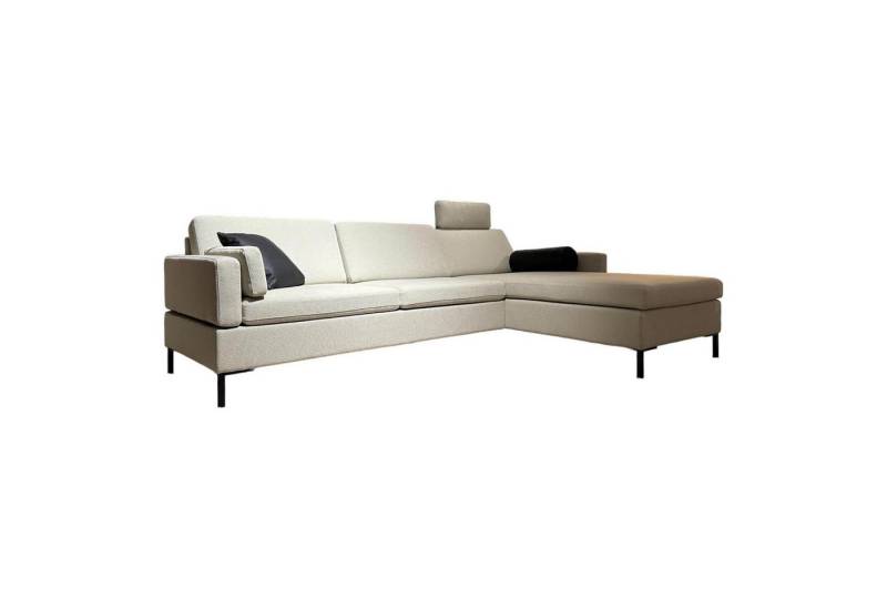 brühl & sippold Ecksofa Ecksofa Alba All in One 55/70 Stoff 4057 Beige Winkelfuß Schwarz von brühl & sippold