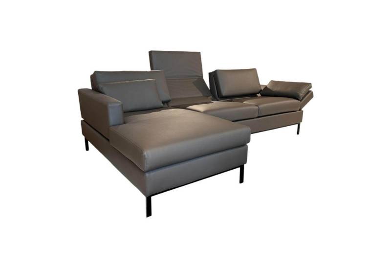 brühl & sippold Ecksofa Ecksofa Tomo Compact Leder Unit 5432 29 Braun Gestell Metall von brühl & sippold