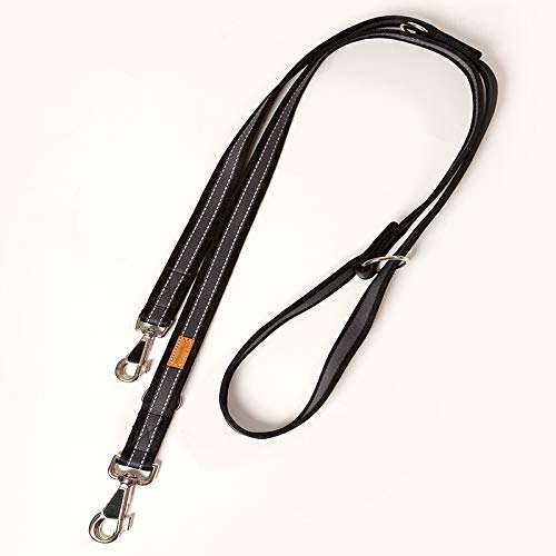 Hundeleine, Soft Grip Nylonleine, Führleine schwarz/Silber, 3-Fach verstellbar 100-210 cm, 15 mm - passend zu den Feltmann Hundegeschirren, Kanten gepolstert, reflektierende Ziernähte Hundeleine, Soft Grip Nylonleine, Führleine schwarz/Silber, 3-Fach verstellbar 100-210 cm, 15 mm - passend zu den Feltmann Hundegeschirren, Kanten gepolstert, reflektierende Ziernähte von brustgeschirr.com