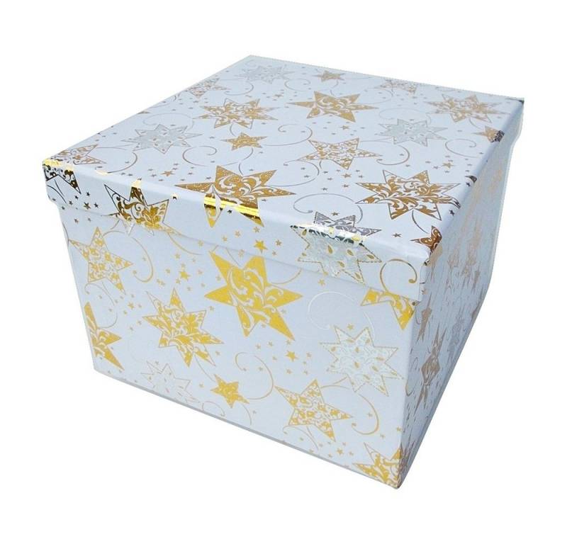 bsb-obpacher Geschenkbox schimmernde Sterne (3 Größen zur Wahl oder 3er-Set), Würfelform von bsb-obpacher
