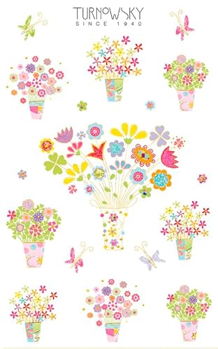 bsb Sticker - Aufkleber mit Blumensträußen - Stickerbogen in 7,8 x 12,5 cm - selbstklebende Sticker aus Turnowsky Kollektion - zum Verzieren von bsb