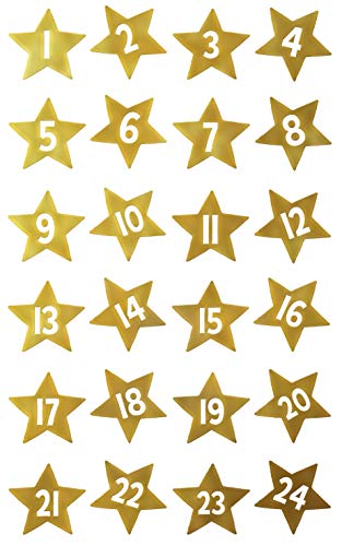 bsb Sticker Weihnachten mit Motiv - Weihnachts-Aufkleber Sticker in 7,8 x 12,5 cm - kleine Aufkleber - selbstklebende Aufkleber - Geschenk-Aufkleber Sterne mit Zahlen von bsb
