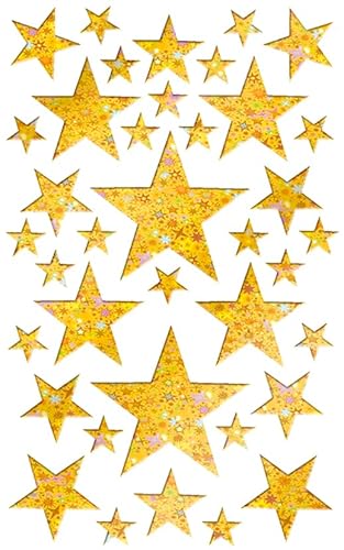 bsb Sticker Weihnachten mit Stern-Motiv in 8,4 x 16,7 cm - kleine Aufkleber - selbstklebende Sticker mit Sternen - Sterne Aufkleber Weihnachten - Deko Sterne von bsb