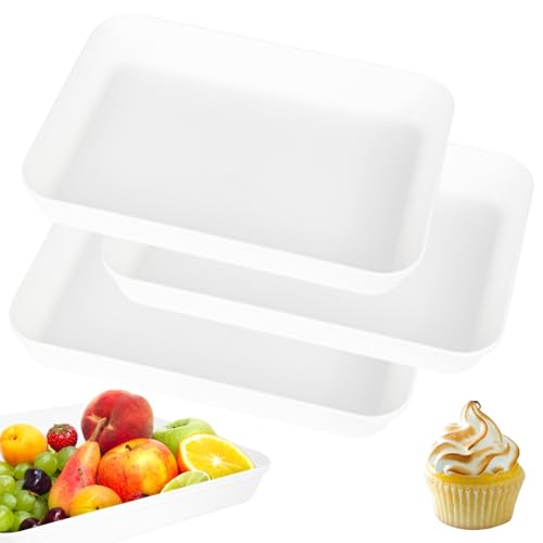 3pcs Kunststoff Serviertablett, 31x 22 x 4 cm Großes Tablett Servierplatten für Party, BPA-freie Wiederverwendbare Lebensmittelschale für Buffets Feiern Picknicks von bssmmai