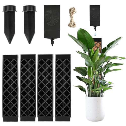 bssmmai 4 Stück Moosstab Erweiterbar für Rankstab Pflanzenstab Monstera Rankhilfe Zimmerpflanzen mit Bewässerungshilfe, 35 cm (Moosstab + Bodeneinführung) für Kletterpflanzen von bssmmai