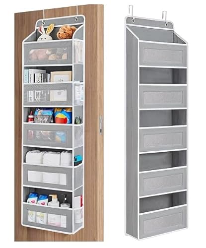 bssmmai Hängeorganizer, Hängeregal mit 5 Fächern, Tür Organizer Hängend, Hängeaufbewahrung, Türregal Stoff für Badezimmer, Schlafzimmer, Camping-Aufbewahrungstasche (Grau) von bssmmai