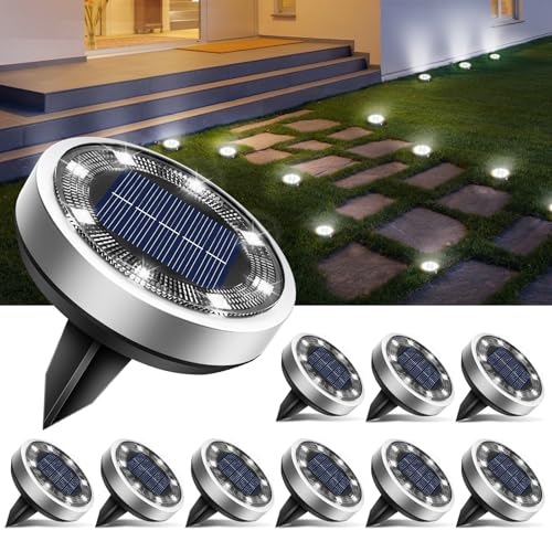 btfarm 10 Stück Solar Bodenleuchten Aussen, 8 LED Gartenbeleuchtung Solar IP65 Wasserdicht Boden Solarleuchten, Solarlampen für Außen Garten Rasen Auffahrt Gehweg Patio, Kaltes Weiß btfarm 10 Stück Solar Bodenleuchten Aussen, 8 LED Gartenbeleuchtung Solar IP65 Wasserdicht Boden Solarleuchten, Solarlampen für Außen Garten Rasen Auffahrt Gehweg Patio, Kaltes Weiß von btfarm