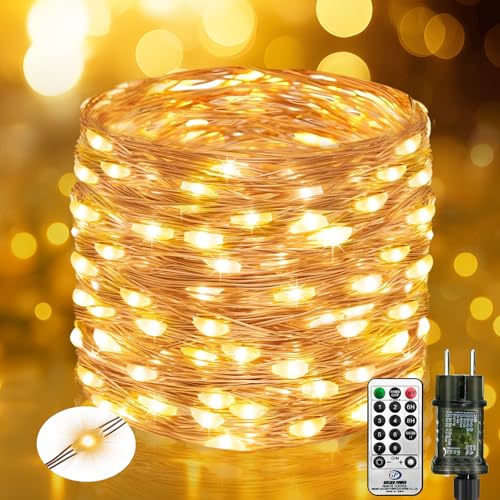 btfarm 10M 100 LED Lichterkette Innen mit Stecker Fernbedienung, Lichterketten Außen Strom aus Kupferdraht mit Timer 8 Modi Wasserdicht für Weihnachten Zimmer Party Hochzeit Garten Deko, Warmweiß btfarm 10M 100 LED Lichterkette Innen mit Stecker Fernbedienung, Lichterketten Außen Strom aus Kupferdraht mit Timer 8 Modi Wasserdicht für Weihnachten Zimmer Party Hochzeit Garten Deko, Warmweiß von btfarm