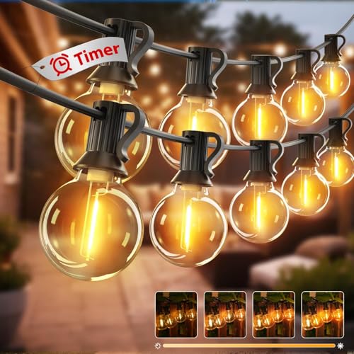 btfarm 2 Stück 36M Lichterkette Außen Dimmbar mit Timer, 50+3 LED Outdoor Lichterkette Strom Wetterfest IP44 Wasserdicht Lichterkette Glühbirnen für Garten Terrasse Hochzeiten Party, Warmweiß von btfarm