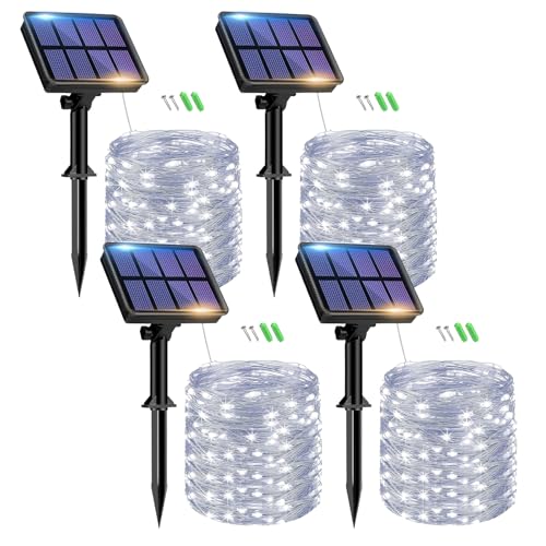 btfarm 4 Stück Solar Lichterkette Aussen, 15M 150 LED Solarlichterkette Außen Wetterfest 8 Modi IP65 Wasserdicht Kupferdraht Lichterkette Außen Solar Outdoor für Garten Baum Hof Party (Kaltweiß) btfarm 4 Stück Solar Lichterkette Aussen, 15M 150 LED Solarlichterkette Außen Wetterfest 8 Modi IP65 Wasserdicht Kupferdraht Lichterkette Außen Solar Outdoor für Garten Baum Hof Party (Kaltweiß) von btfarm