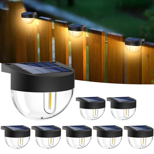 btfarm 8 Stück Solarlampen für Außen Garten, Wasserdichte LED Solarleuchten, Gartenbeleuchtung Deko für Balkon Zaun Stufen Treppen Terrasse, Warmes Weiß von btfarm