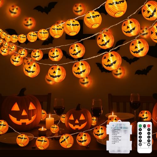 btfarm Halloween Deko Lichterkette Batterie Lampions mit Fernbedienung, 8M 20 LED Lampions Wasserdicht mit Timer, 8 Modi Wasserdicht Lampion Batterie für Balkon Garten Party, Orange btfarm Halloween Deko Lichterkette Batterie Lampions mit Fernbedienung, 8M 20 LED Lampions Wasserdicht mit Timer, 8 Modi Wasserdicht Lampion Batterie für Balkon Garten Party, Orange von btfarm