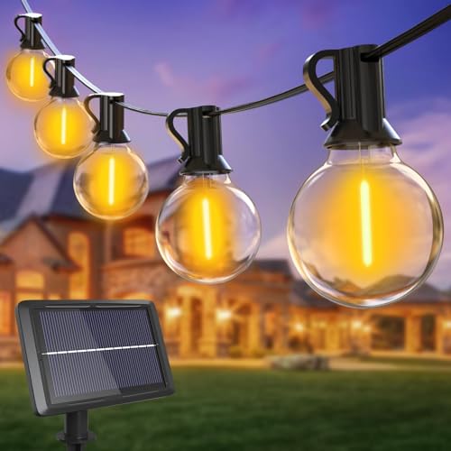btfarm 13M Solar Lichterkette Aussen, Lichterkette Glühbirnen Außen Solar 15+1 LED G40 Birnes Wasserdicht 4 Modi Solarlichterkette Outdoor für Garten Balkon Party Hochzeit Terrasse Deko, Warmweiß von btfarm