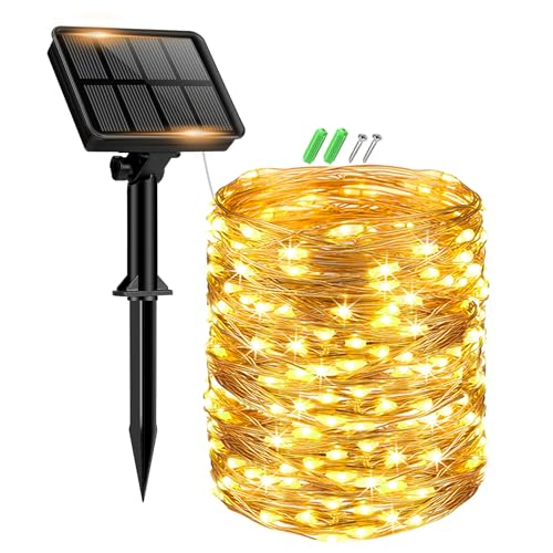 btfarm Solar Lichterkette Aussen, 1x15M 150 LED Solarlichterkette Außen Wetterfest 8 Modi IP65 Wasserdicht Kupferdraht Lichterkette Außen Solar Outdoor für Garten Terrasse Baum Hof Party (Warmweiß) btfarm Solar Lichterkette Aussen, 1x15M 150 LED Solarlichterkette Außen Wetterfest 8 Modi IP65 Wasserdicht Kupferdraht Lichterkette Außen Solar Outdoor für Garten Terrasse Baum Hof Party (Warmweiß) von btfarm