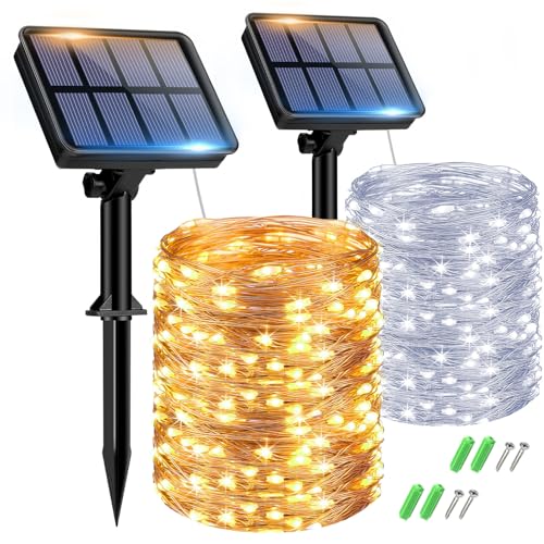 btfarm Solar Lichterkette Aussen, 2x15M 150 LED Solarlichterkette Außen Wetterfest 8 Modi IP65 Wasserdicht Kupferdraht Lichterkette Außen Solar Outdoor für Garten Baum Hof Party (Warmweiß+Kaltweiß) btfarm Solar Lichterkette Aussen, 2x15M 150 LED Solarlichterkette Außen Wetterfest 8 Modi IP65 Wasserdicht Kupferdraht Lichterkette Außen Solar Outdoor für Garten Baum Hof Party (Warmweiß+Kaltweiß) von btfarm