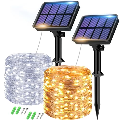 btfarm Solar Lichterkette Aussen, 2x8M 80 LED Solarlichterkette Außen Wetterfest 8 Modi IP65 Wasserdicht Kupferdraht Lichterkette Außen Solar Outdoor für Garten Baum Hof Party (Warmweiß+Kaltweiß) btfarm Solar Lichterkette Aussen, 2x8M 80 LED Solarlichterkette Außen Wetterfest 8 Modi IP65 Wasserdicht Kupferdraht Lichterkette Außen Solar Outdoor für Garten Baum Hof Party (Warmweiß+Kaltweiß) von btfarm