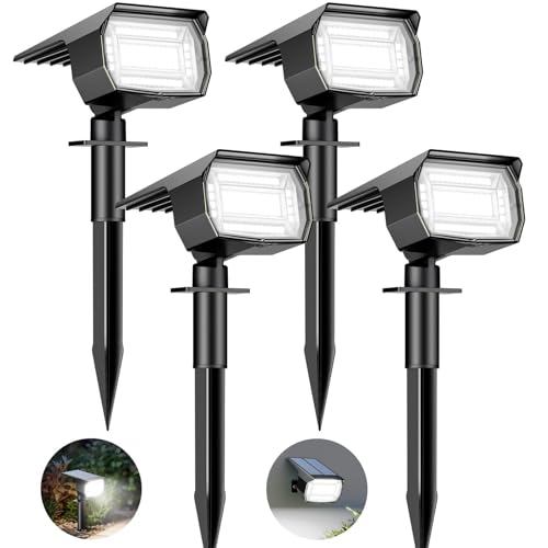 btfarm 4 Stück Solarstrahler für Außen Garten, 72 LED Solarlampen für Außen IP65 Wasserdicht Solar Strahler Gartenleuchten, Solarleuchten für Rasen Auffahrt Gehweg Patio Baum, Kaltweiß von btfarm