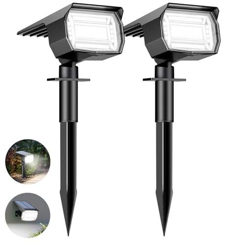 Btfarm 2 Stück Solarstrahler für Außen Garten, 72 LED Solarlampen für Außen IP65 Wasserdicht Solar Strahler Gartenleuchten, Solarleuchten für Rasen Auffahrt Gehweg Patio Baum, Kaltweiß von btfarm