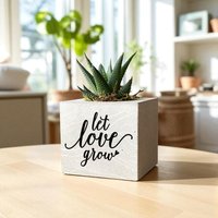 "Handgemachter Sukkulenten-Übertopf Aus Beton "Let Love Grow" Bedruckter Topf." von btonworks