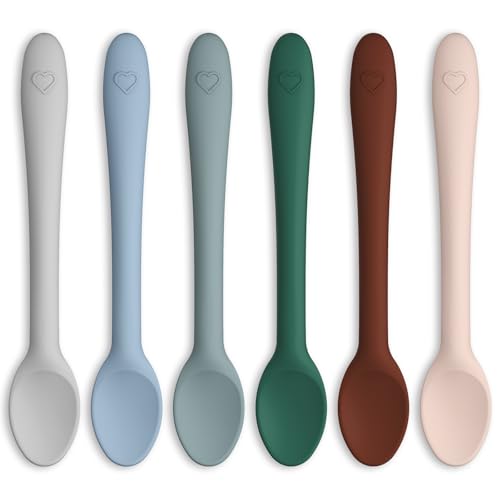 btrfe Silikon Baby Löffel 6-Pack, Erste Stufe Baby Ausbildung Löffel mit Weiche-Spitze, Biegbare Geführte Entwöhnlöffel Utensilien für Kleinkind Selbst-Fütterung von btrfe