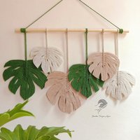 Monstera Blätter Wandbehang, Makramee Blatt, Boho Wanddekoration, Ostergeschenke von buatantanganayun