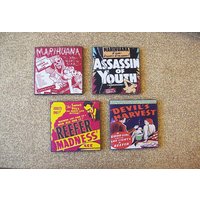 Reefer Madness Untersetzer Set Retro Vintage Topf Ausbeutung Film Propaganda Kitsch von buckaroosmercantile