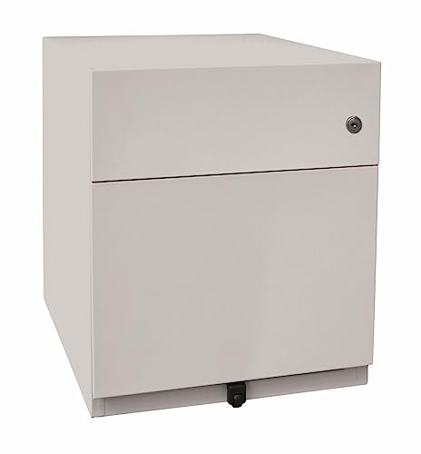 BISLEY Note Rollcontainer mit 2 Schüben aus Metall abschließbar in lichtgrau - Bürocontainer mit Universalschublade & Hängeregistratur, Container mit Schloss für Büro & Homeoffice auf Rollen von bümö
