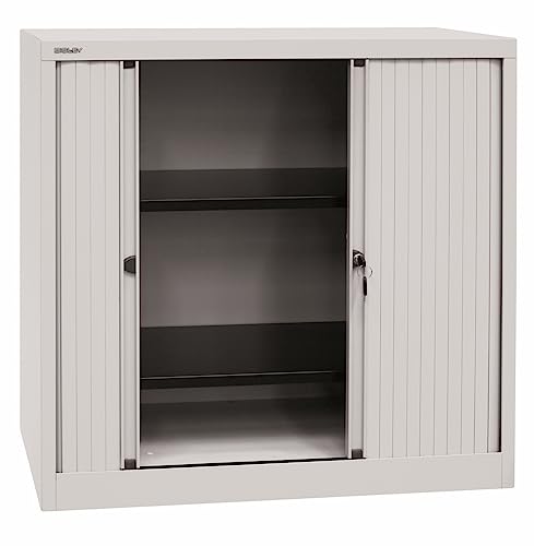 BISLEY Rollladenschrank mit Schloss in lichtgrau Metallschrank Rollladen aus Kunststoff abschließbar inkl. 2 Einlegeböden BISLEY Rollladenschrank mit Schloss in lichtgrau Metallschrank Rollladen aus Kunststoff abschließbar inkl. 2 Einlegeböden von bümö