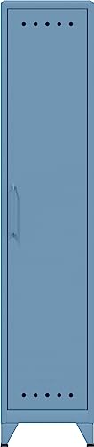 Bisley Fern Locker Garderobenschrank aus Metall | Spind mit Kleiderstange & Hutfachboden im Retro-Instustrial Design in blau von bümö