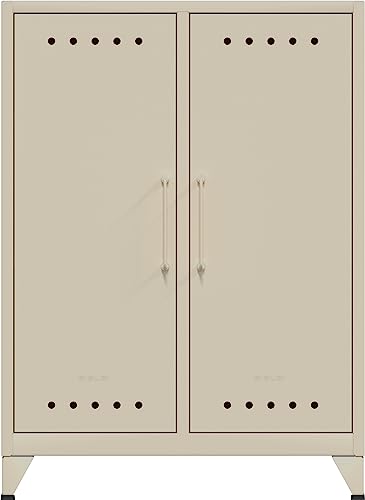 Bisley Fern Middle Sideboard aus Metall | Metallschrank im Retro-Instustrial Design in lichtgrau von bümö