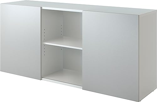 Bümö® Büro Sideboard mit Schwebetüren | Büroschrank mit Stauraum für Ordner, Bücher und Material | Aktenschrank in 5 Farben (Weiß/Silber) von bümö
