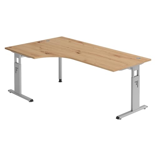 Bümö höhenverstellbarer Eckschreibtisch O-Serie 200x120 cm in Asteiche, Gestell in Silber - Schreibtisch L Form, großer Tisch für's Büro, Computertisch höhenverstellbar Bümö höhenverstellbarer Eckschreibtisch O-Serie 200x120 cm in Asteiche, Gestell in Silber - Schreibtisch L Form, großer Tisch für's Büro, Computertisch höhenverstellbar von bümö