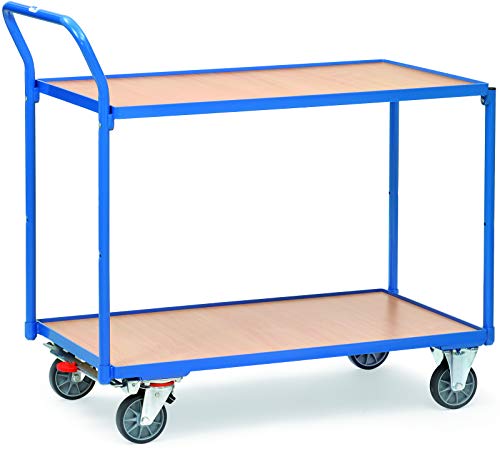 Leichter Tischwagen Transportwagen Traglast: 300 kg - Stabiler Plattformwagen mit 2 Etagen je 100x60 cm | Transportkarre Lagerwagen Leichter Tischwagen Transportwagen Traglast: 300 kg - Stabiler Plattformwagen mit 2 Etagen je 100x60 cm | Transportkarre Lagerwagen von bümö