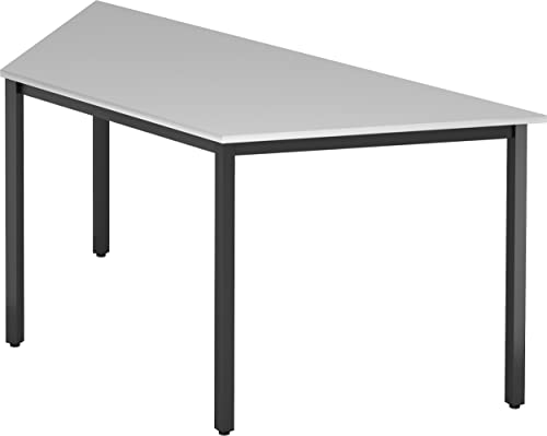 bümö Multifunktionstisch grau, Tisch 160 x 69 cm, Tischfuß vierkant schwarz - Tisch Trapez, Besprechungstisch System D-Serie, Konferenztisch, Meetingtisch, Mehrzwecktisch, Pausentisch von bümö