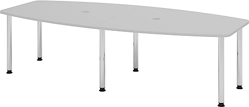 bümö® Konferenztisch rund oval 280 x 130 cm in Grau | Besprechungstisch mit Chromfüßen | hochwertiger Meetingtisch von bümö