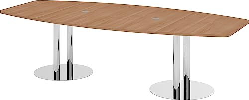bümö® Konferenztisch rund oval 280 x 130 cm in Nussbaum | Besprechungstisch mit Chromsäulen | hochwertiger Meetingtisch von bümö