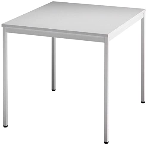 Bümö Tisch klein, Multifunktionstisch, 80 x 80 cm in grau - Beistelltisch, Bistrotisch, Esstisch, Pausentisch, Mehrzwecktisch Tischsystem für Warteraum, Pausenraum & Co. von bümö
