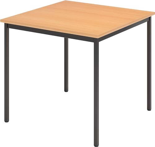 bümö Tisch klein, Multifunktionstisch, 80 x 80 cm in Buche/Schwarz - Beistelltisch, Bistrotisch, Esstisch, Pausentisch, Mehrzwecktisch Tischsystem für Warteraum, Pausenraum & Co. von bümö