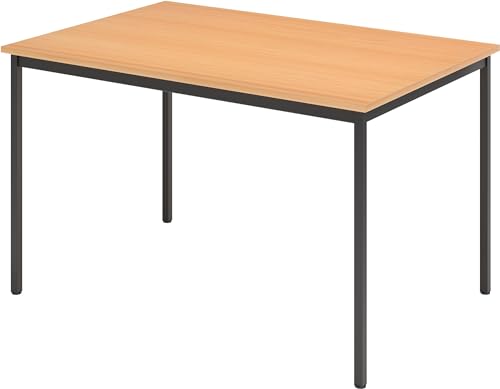 Bümö Tisch, Multifunktionstisch 120 x 80 cm in Buche/Schwarz - Besprechungstisch, Konferenztisch, Meetingtisch, Mehrzwecktisch, Pausentisch, Besprechungsraum, Meetingraum, Pausenraum von bümö