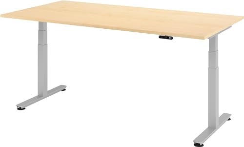 bümö® ergonomischer Schreibtisch elektrisch höhenverstellbar | elektrischer Bürotisch | höhenverstellbarer Büroschreibtisch mit Memoryfunktion in Rechteck: 200x100 cm Ahorn von bümö