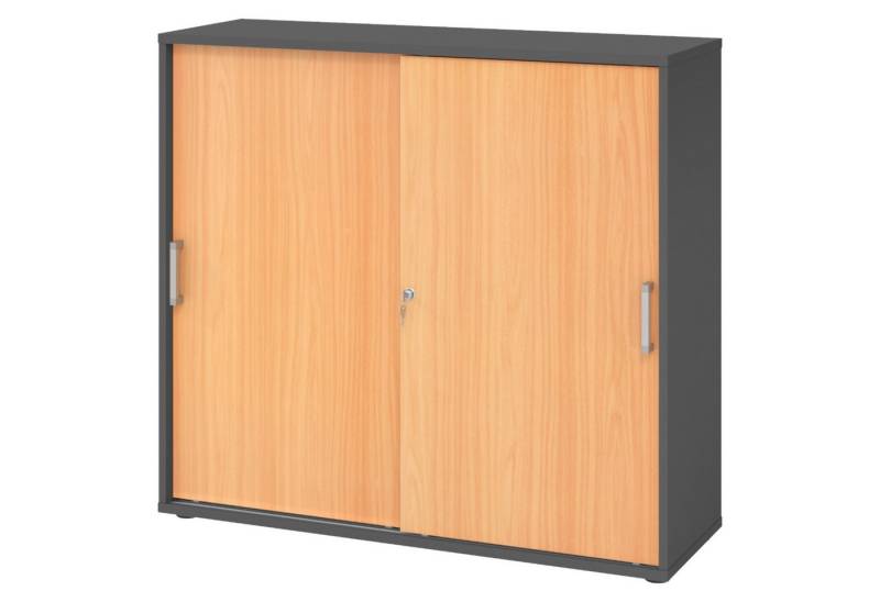 bümö Aktenschrank office Schiebetürenschrank Dekor: Graphit/Buche - Griffe: Chromgriff (Metall) von bümö
