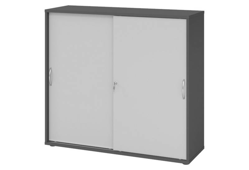 bümö Aktenschrank office Schiebetürenschrank Dekor: Graphit/Grau - Griffe: Bogengriff (Metall) von bümö