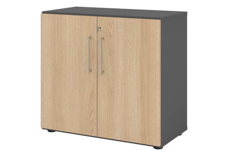 bümö Aktenschrank smart Büroschrank - 2 Ordnerhöhen Dekor: Graphit/Eiche von bümö