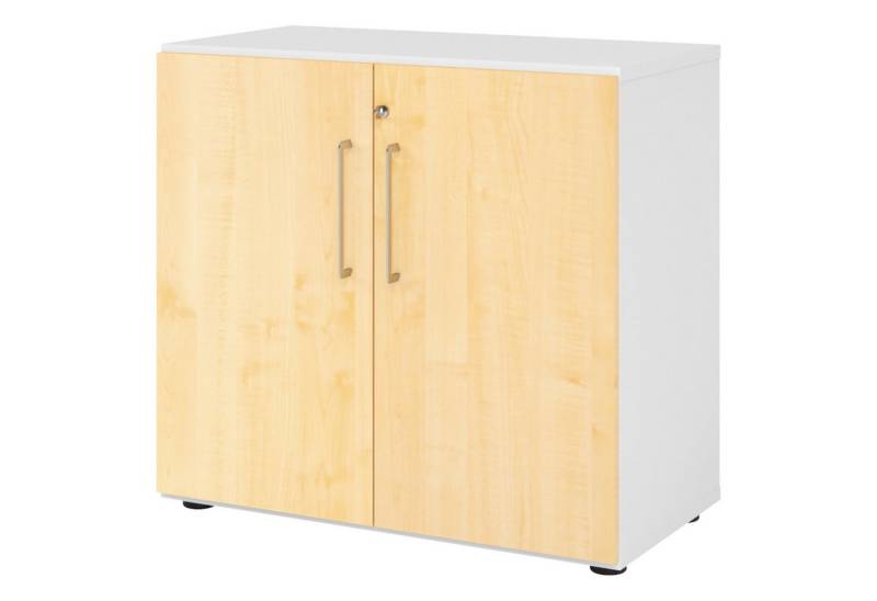 bümö Aktenschrank smart Büroschrank - 2 Ordnerhöhen Dekor: Weiß/Ahorn von bümö