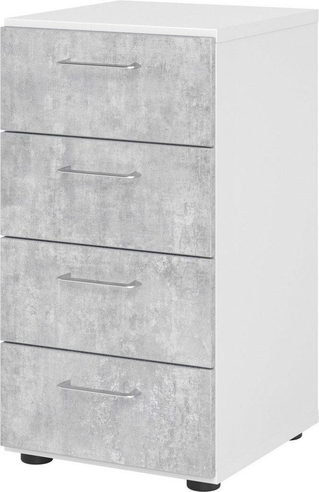 bümö Aktenschrank smart Schubladen Schrank - 4 Schübe Dekor: Weiß/Beton von bümö